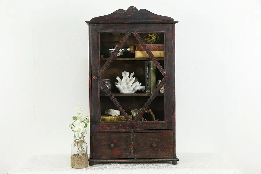 Main image of Farmhouse Distressed Medicine Chest, Hanging or Countertop Cabinet