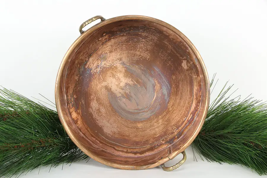 Main image of Copper Antique Farmhouse Souffle or Serving Pan, Brass Handles