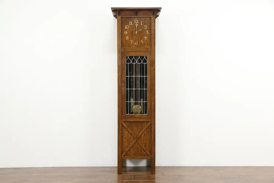 Main image of Craftsman Antique Mission Oak Arts & Crafts Tall Case Grandfather Clock