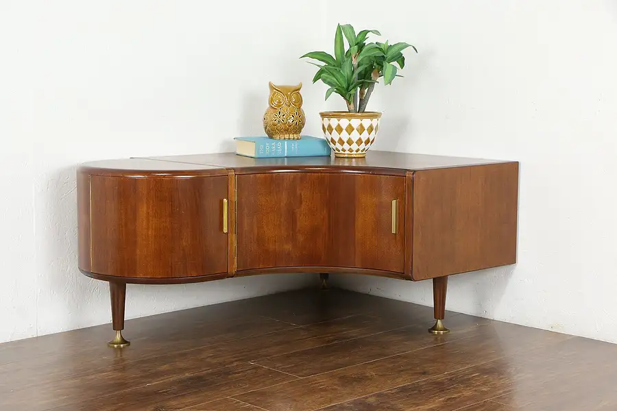 Main image of Midcentury Modern 1960 Vintage Danish Corner Coffee Table or Cabinet