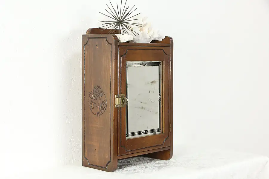 Main image of Art Deco Antique Wall Cabinet, Hanging Cupboard or Medicine Chest