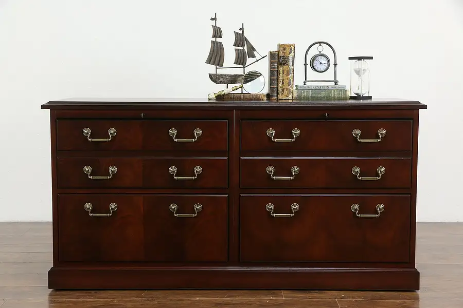 Main image of Traditional Mahogany Vintage Lateral 4 Drawer Locking Office File Kimball