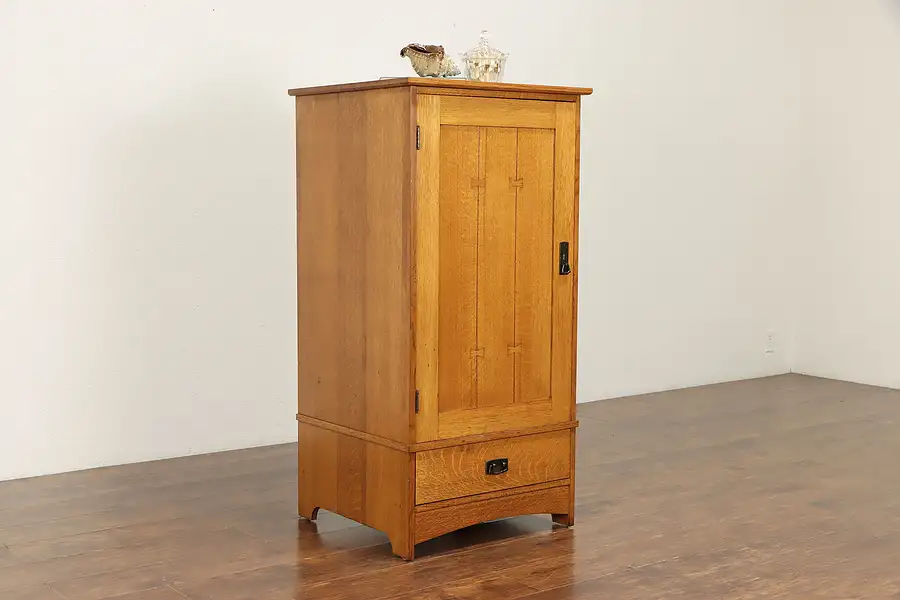 Main image of Mission Oak Arts & Crafts Craftsman Cupboard, File or Bath Cabinet