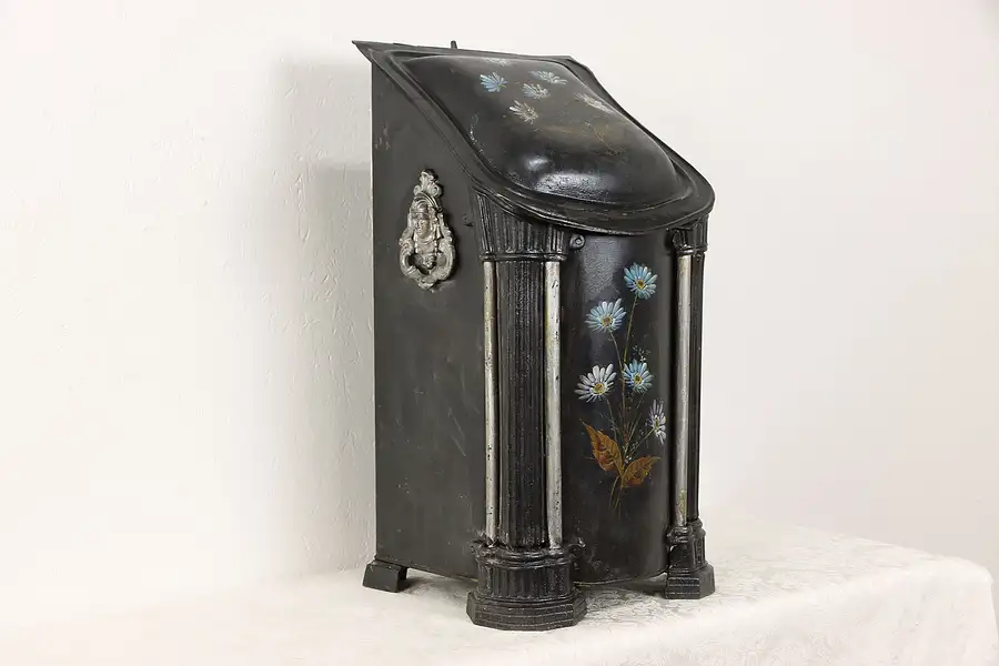 Main image of Victorian Antique Hand Painted Fireplace Hearth Coal Hod, Scuttle, Caddy