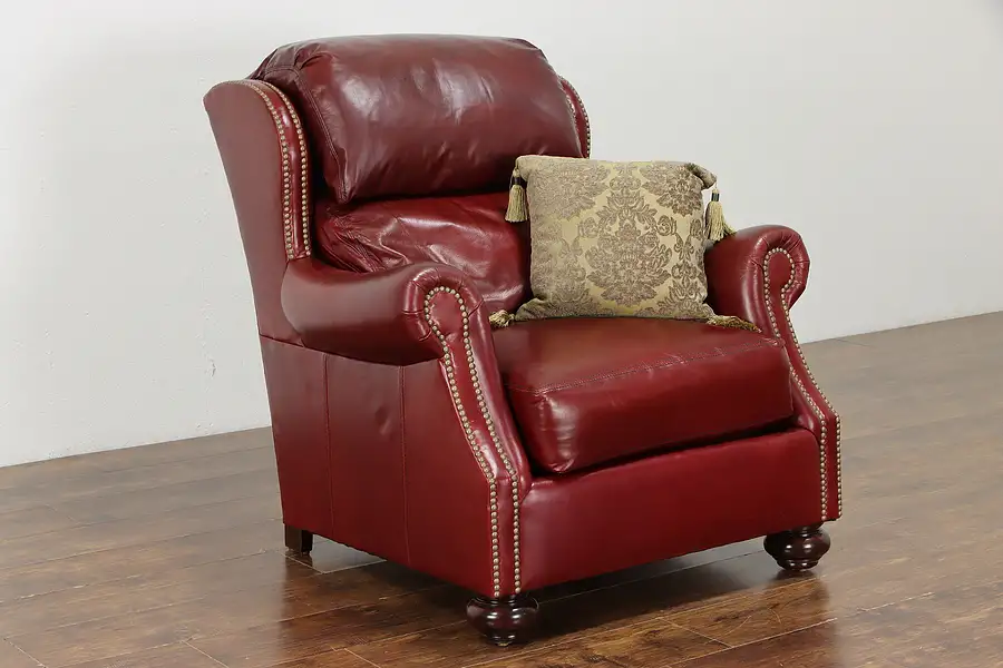 Main image of Stickley Vintage Leather Chair, Brass Nail Head Trim