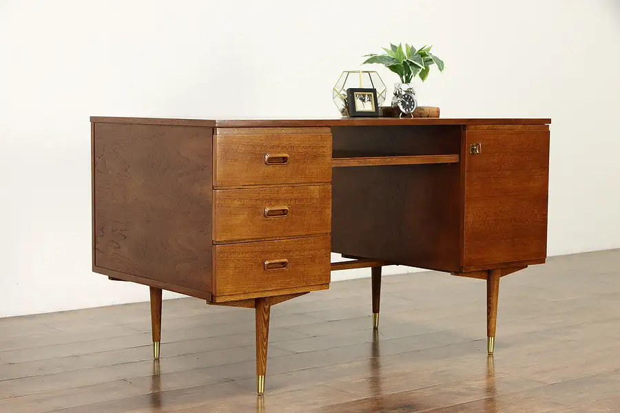 Main image of Midcentury Modern 1960 Vintage Teak Scandinavian Office Desk