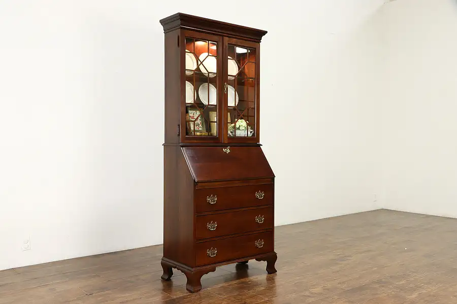 Main image of Traditional Cherry Vintage Secretary Desk & Bookcase Display, Jasper