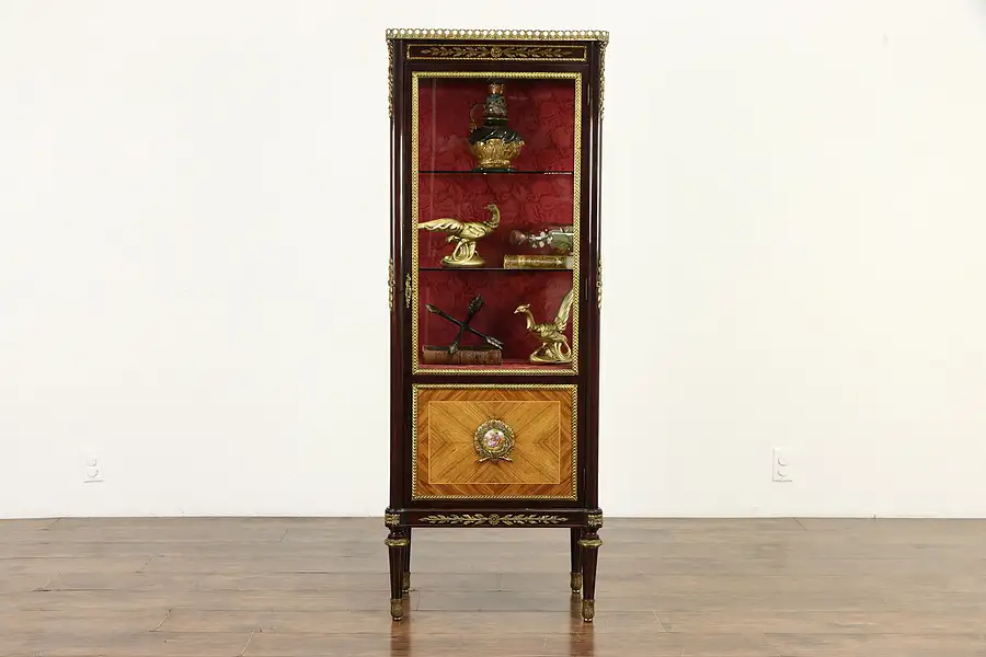 Main image of French Antique Mahogany & Rosewood Curio Display Cabinet