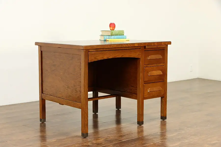 Main image of Oak Quarter Sawn Antique Craftsman Library or Office Desk