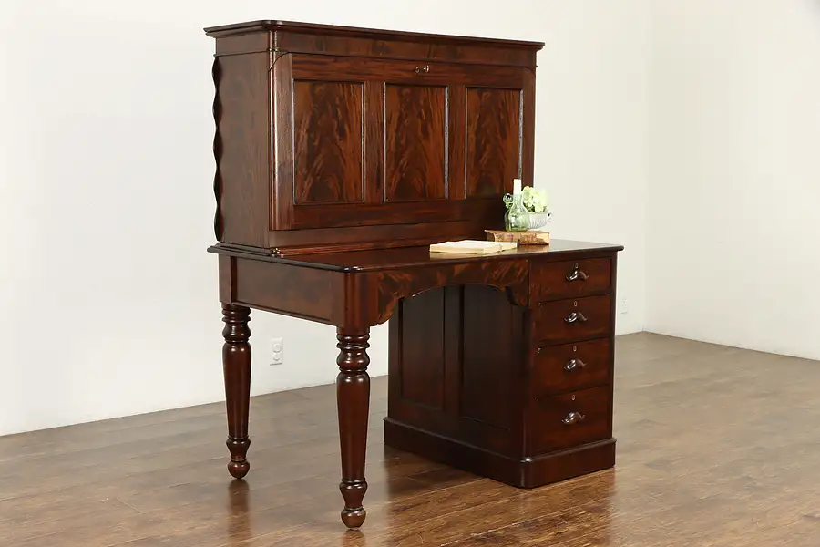 Main image of Empire Antique 1840 Flame Mahogany Drop Front Secretary Desk