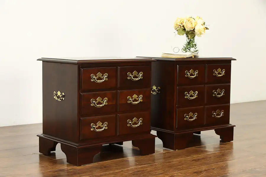 Main image of Traditional Pair of Vintage Cherry Small Chests, End Tables, Nightstands