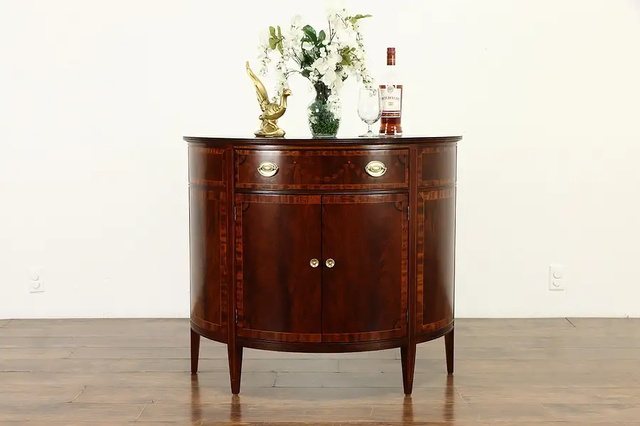 Main image of Traditional Demilune Vintage Hall Console Cabinet or Sideboard, Lammerts