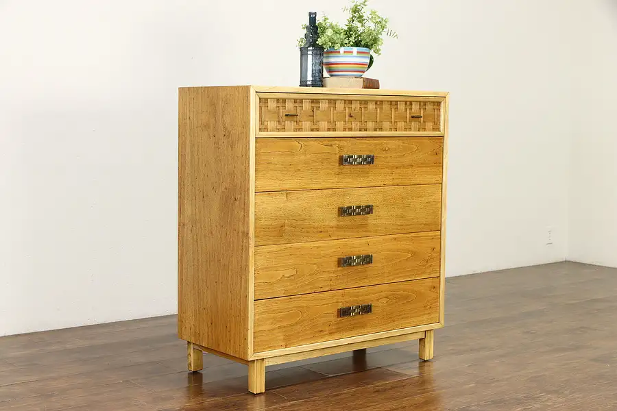 Main image of Midcentury Modern 1960 Vintage Chestnut Tall Chest or Dresser, Lane