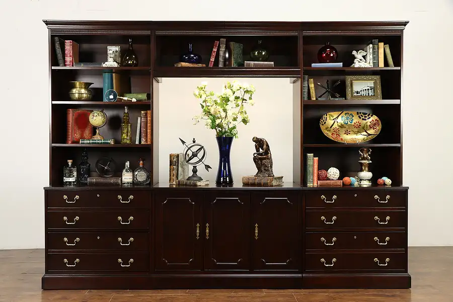 Main image of Mahogany Credenza & Lateral File Cabinet Wall Unit, National Mt. Airy