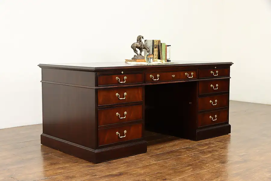 Main image of Mahogany Vintage Library or Executive Office Desk, National Mt. Airy