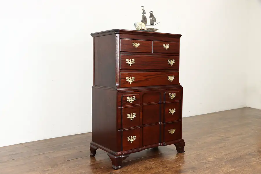 Main image of Traditional Georgian Vintage Mahogany Block Front Tall Chest on Chest