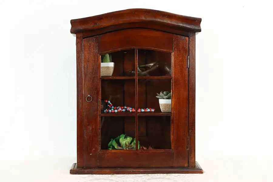 Main image of Tabletop or Wall Hanging Mahogany Vintage Display Cabinet, Medicine Chest