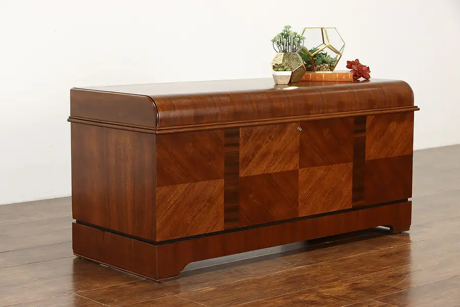 Main image of Art Deco Vintage Waterfall Cedar Trunk or Blanket Chest, Dillingham