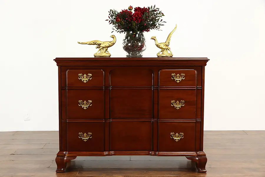 Main image of Georgian Blockfront Vintage Mahogany Hall or Linen Chest or Dresser