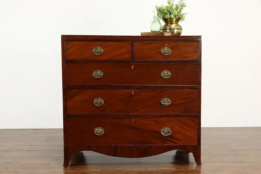 Main image of Georgian Design Antique Mahogany English Linen Chest or Dresser