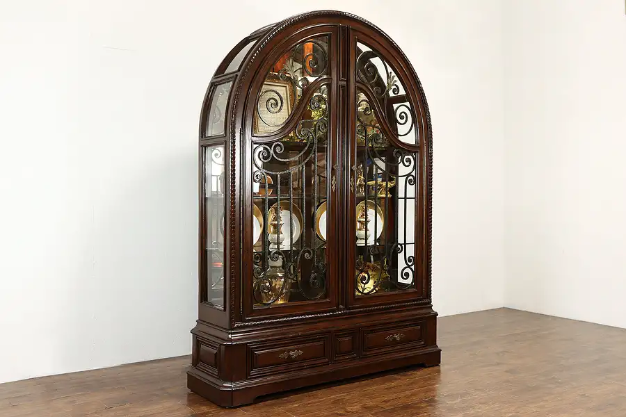 Main image of Monumental 102" China Display or Curio Cabinet, Iron Grills, Marge Carson