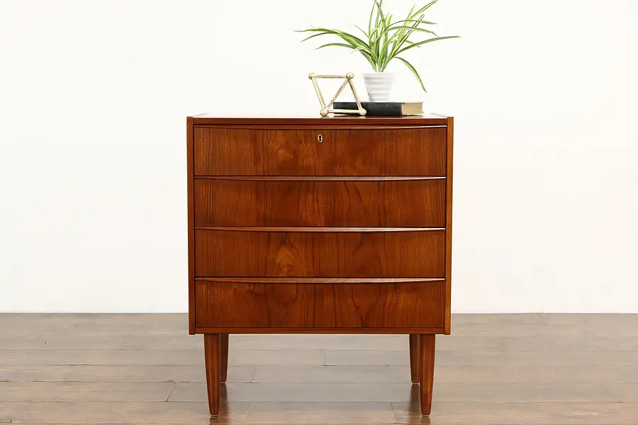 Main image of Midcentury Modern Teak 1960 Vintage Scandinavian Small Chest or Dresser