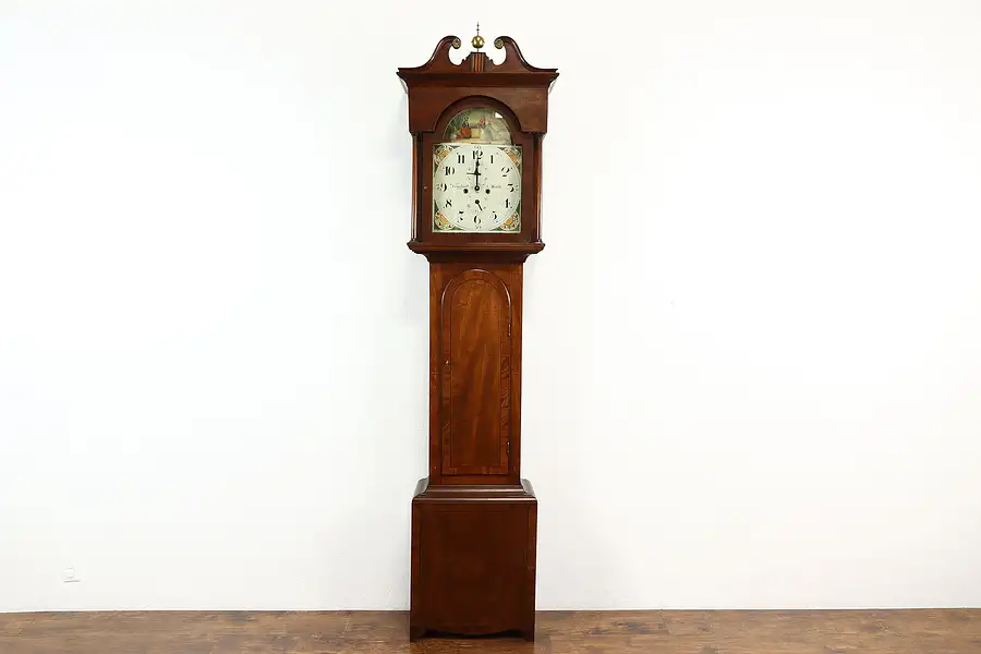 Main image of George IV Antique English 1820 Mahogany Tall Case Quartz Clock, Goodwill