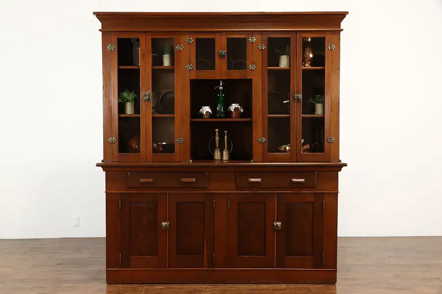 Main image of Farmhouse Country Victorian Redwood Kitchen Pantry Cupboard