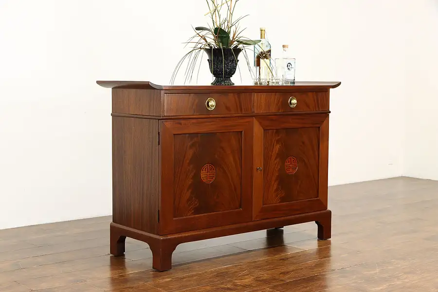 Main image of Asian Design Vintage Mahogany Bar Cabinet, Sideboard Server, Kittinger