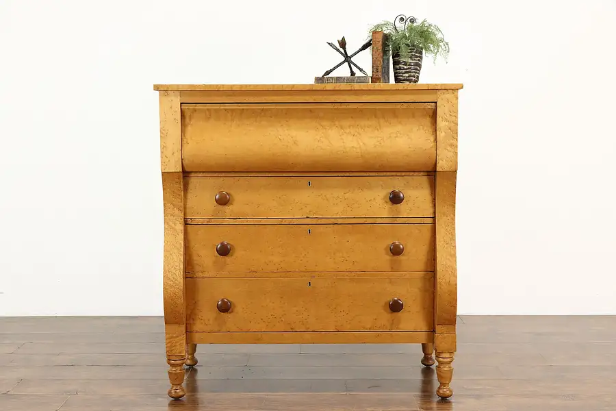 Main image of Empire Antique 1840 Curly Birdseye Maple Chest or Dresser