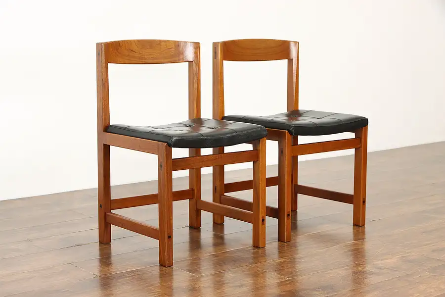 Main image of Pair Midcentury Modern 1960 Vintage Teak Chairs Attrib. Bruno Matthsson