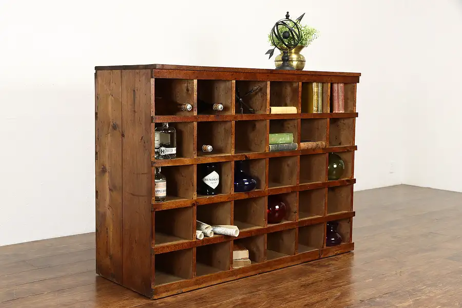 Main image of Farmhouse Country Pine Rustic Wine Rack, Pantry Cabinet or TV Console