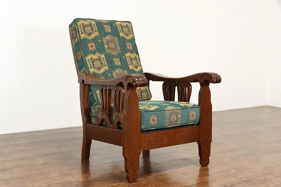 Main image of Victorian Antique Carved Oak Morris Recliner Chair, Royal