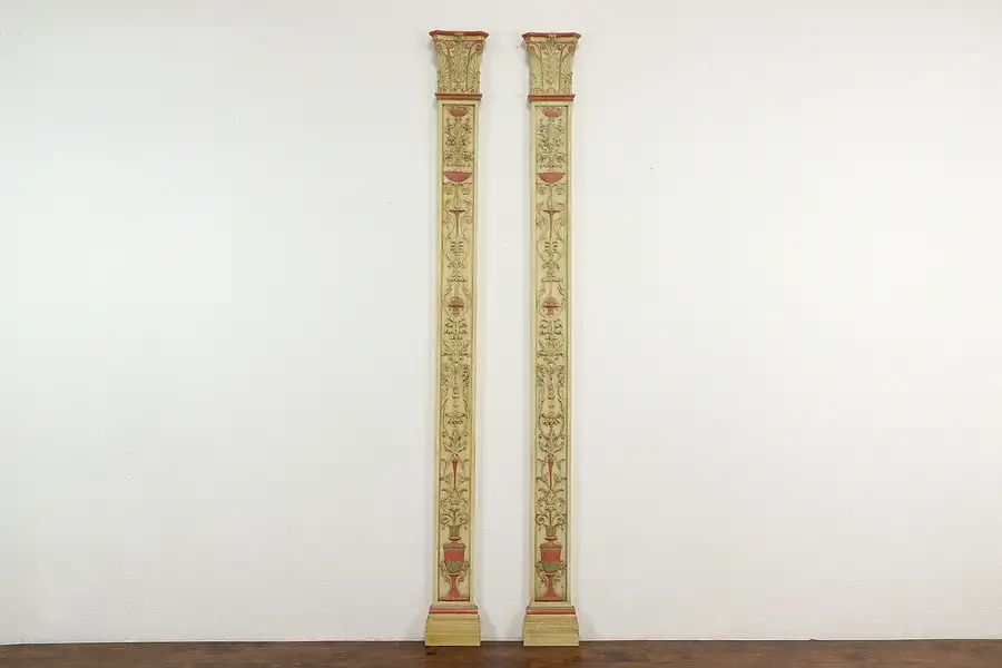 Main image of Pair of Classical Architectural Salvage Pilasters or Columns Hand Painted