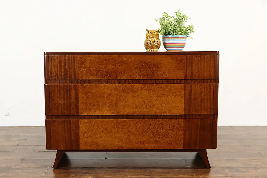 Main image of Midcentury Modern 1960 Vintage Birdseye Maple Chest or Dresser Rway