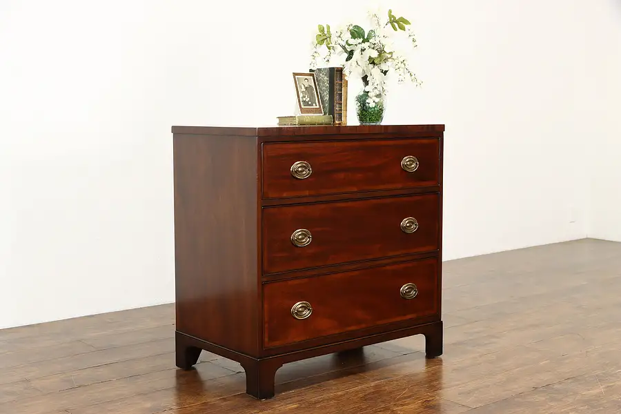 Main image of Mahogany Vintage Linen Chest or Dresser, Banded Drawers, Kittinger