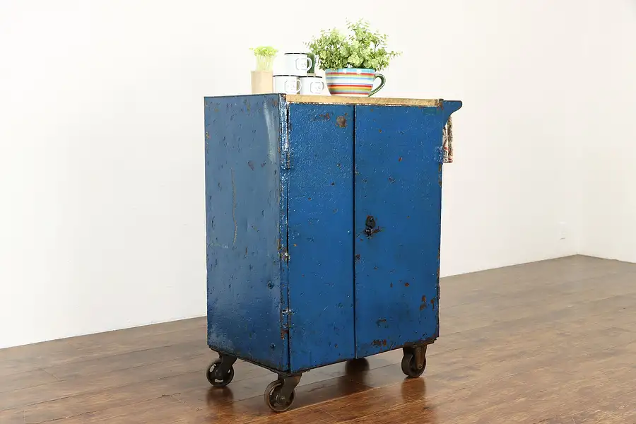 Main image of Industrial Salvage Vintage Steel Work, Bar or Rolling Coffee Cart