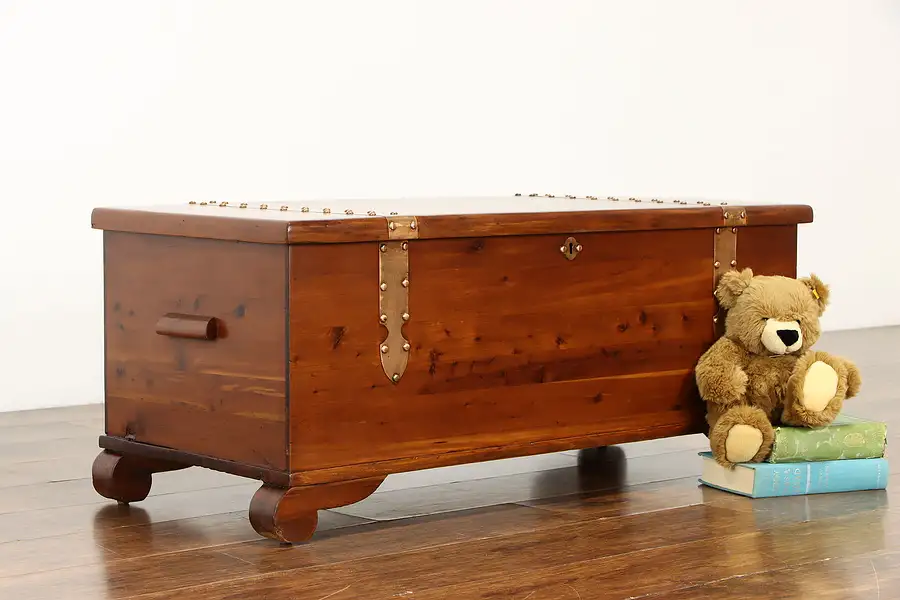 Main image of Farmhouse Vintage Cedar Chest, Trunk or Bench with Copper Bindings