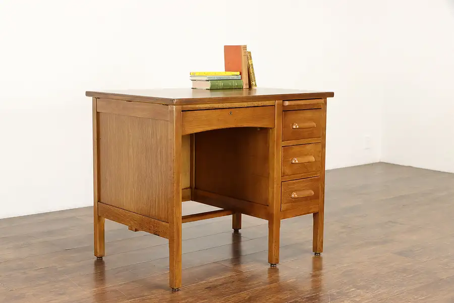 Main image of Midcentury Modern Oak 1940's Vintage Office or Library Desk