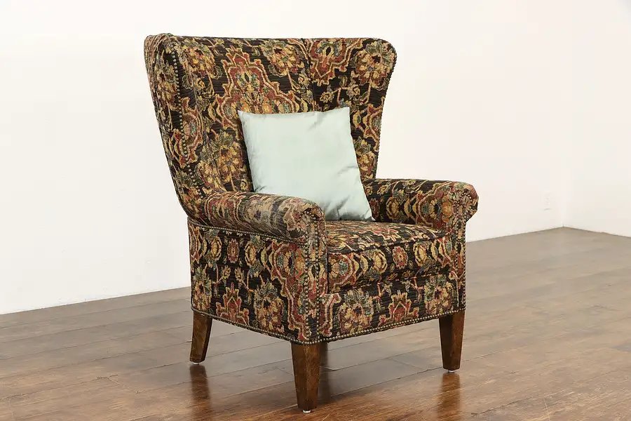 Main image of Traditional Large Vintage Designer Wing Chair, Paul Robert