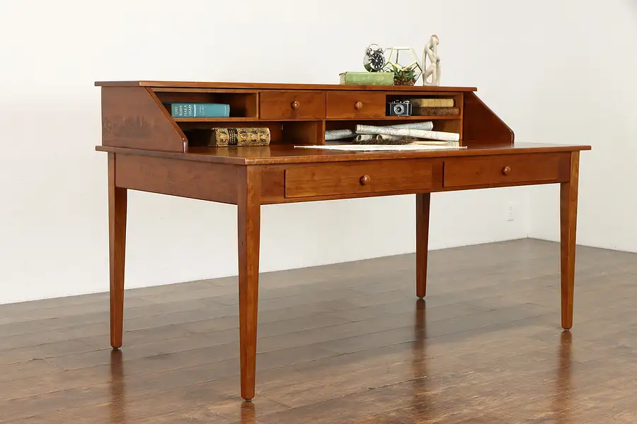 Main image of Farmhouse Vintage Cherry Architect Office Desk with Gallery