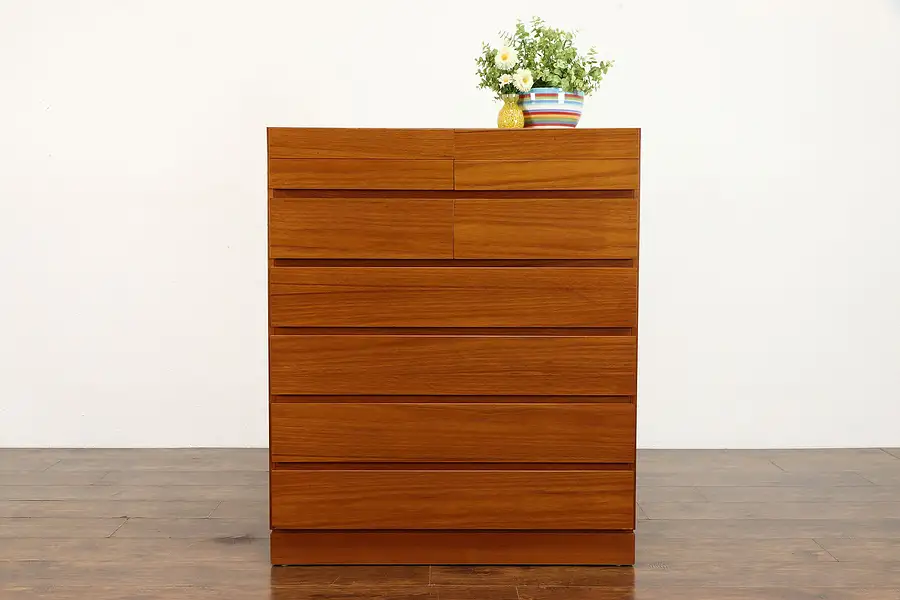 Main image of Midcentury Modern Danish Teak 10 Drawer Tall Chest or Dresser, VM