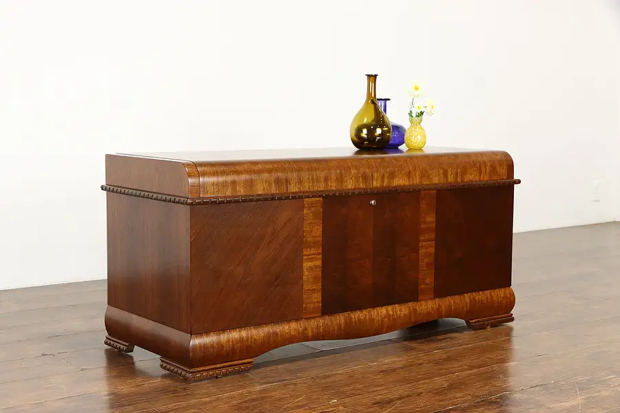 Main image of Art Deco Waterfall Design Vintage Cedar Trunk or Blanket Chest, Lane