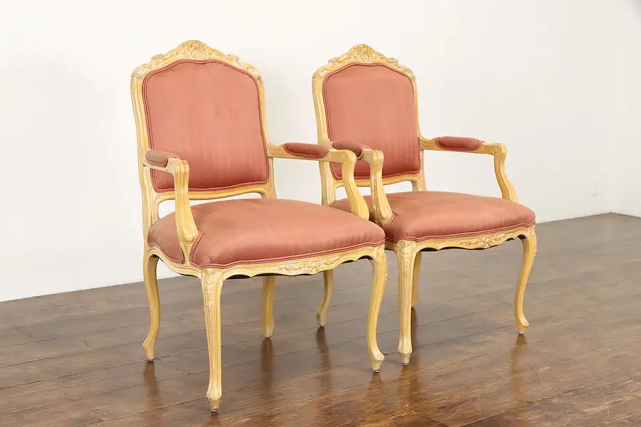 Main image of Pair of Carved Italian Vintage Beech Arm Chairs Chateau D' Ax