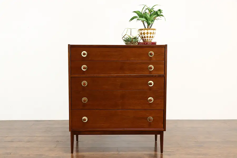 Main image of Vintage Midcentury Modern 1960 Vintage Walnut Chest or Dresser