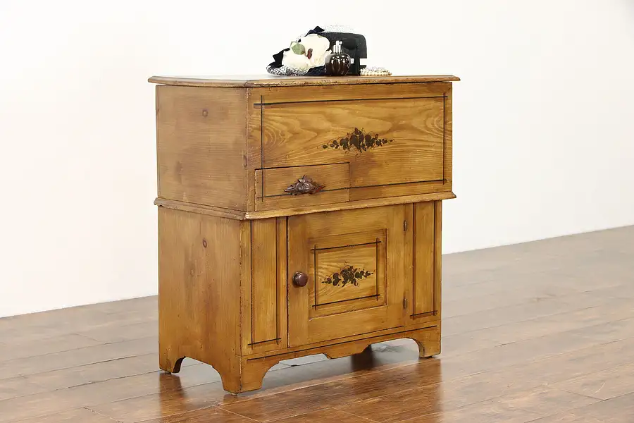 Main image of Victorian Antique Country Pine Farmhouse Bonnet Box, Chest or Commode