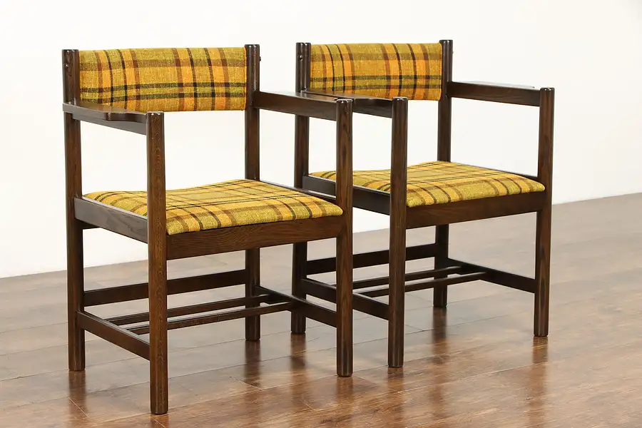 Main image of Midcentury Modern Pair of 1960 Vintage Oak Office Chairs, Charlotte