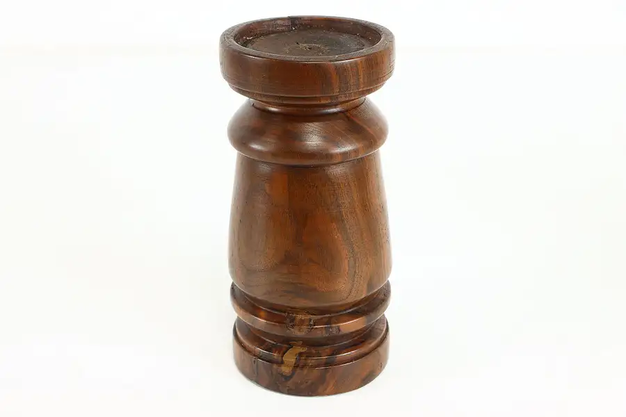 Main image of Walnut Farmhouse Vintage Candle Holder, Signed EB Johnson, Cambridge, KA