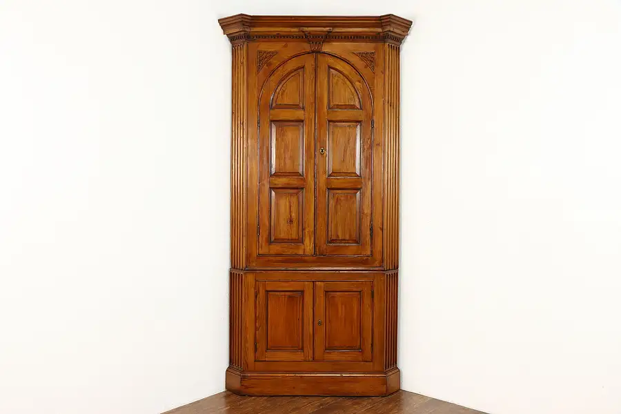 Main image of Georgian Farmhouse Antique 1780 Country Pine Corner Cabinet or Cupboard