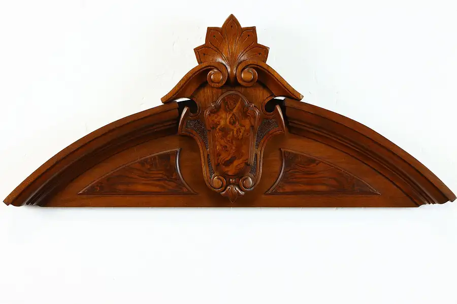 Main image of Victorian Antique Walnut & Burl Architectural Salvage Crest